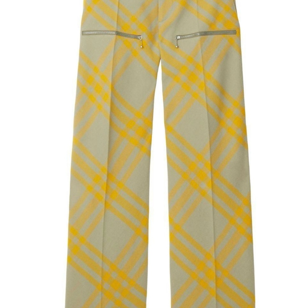 Burberry - Wide-Leg Checked Virgin
Wool-Twill Trousers - Yellow